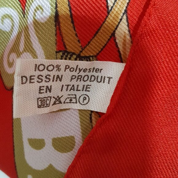 Vintage Van Deun Souvenir Square Scarf Map Of Belgium Castles Monuments Red Made - Picture 10 of 10